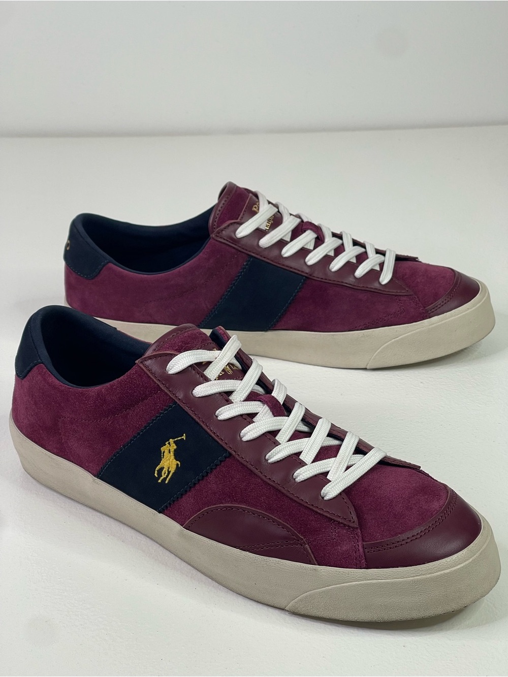 Polo Ralph Lauren Sayer Sport Burgundy Suede Leather Low Top Sneaker Men’s 12